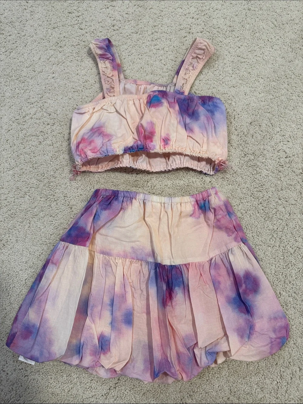Zara Pink & Purple Tie-Dye Bandeau Top and Skirt Set